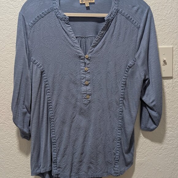 Democracy Blue Bracelet Sleeve Top - Picture 1 of 5